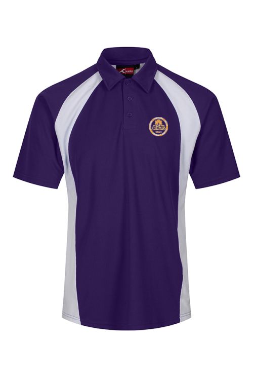 Sports polo purple/white badged with school logo for The Park Community ...