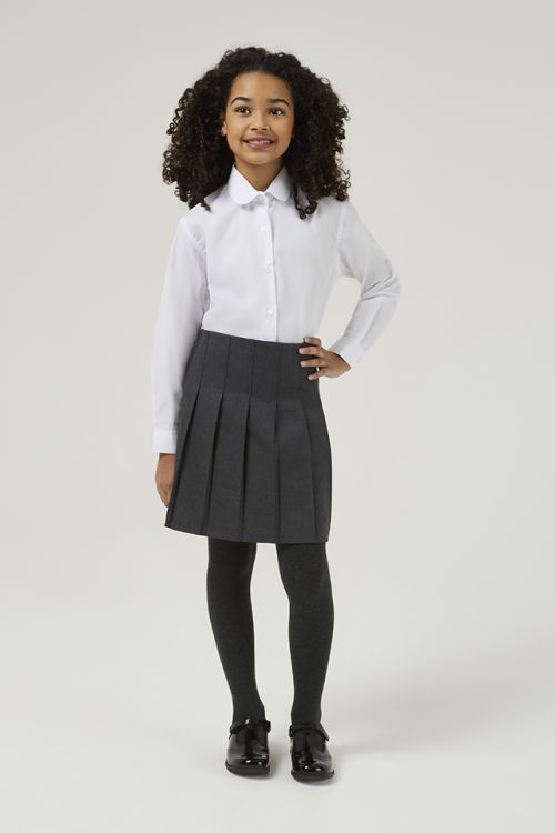 2 Pack Long Sleeve Katie Collar Non-Iron School Blouses White (3-16+ Years)
