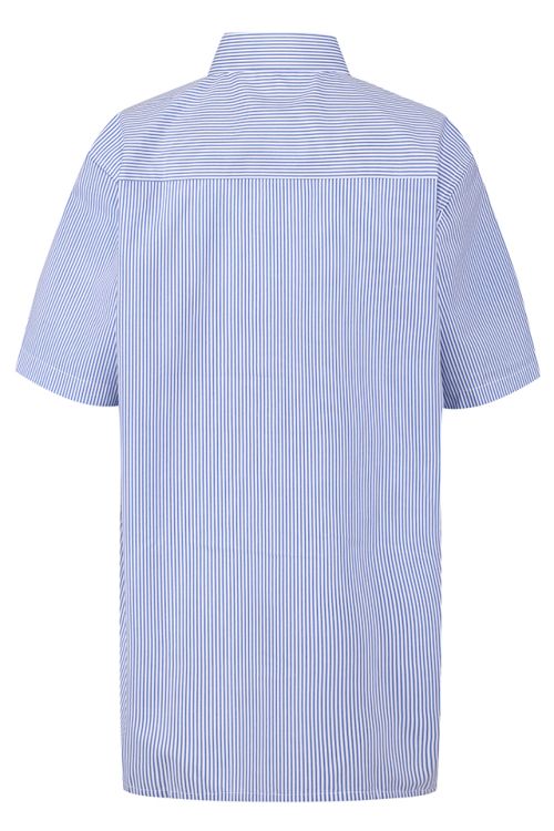 Cirencester Deer Park Short Sleeve White and Royal Blue Striped Shirt (Twin  Pack)