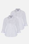 CLEARANCE 3/4 Sleeve, Non-Iron Fitted Blouses - Twin Pack White