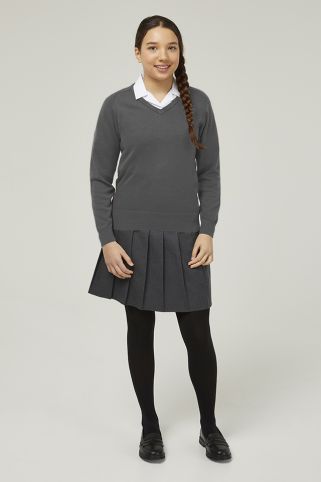 Girls\' Fit V-Neck 100% Cotton School Jumper (9-16+ Years)