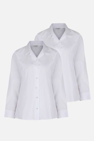 Long Sleeve, Non Iron Rever Collar Blouses - Twin pack