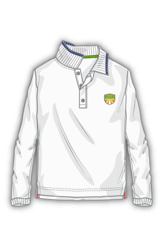 Boys White Long Sleeve Polo