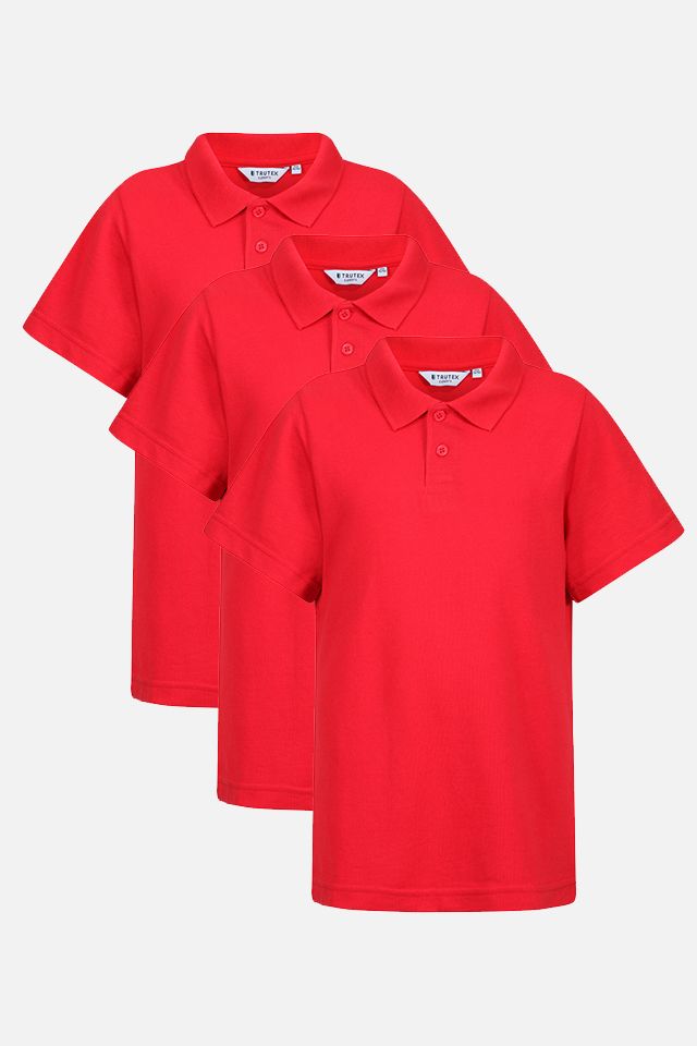 3 Pack Elements Standard Fit Short Sleeve Polo Shirts (2-16 Years)